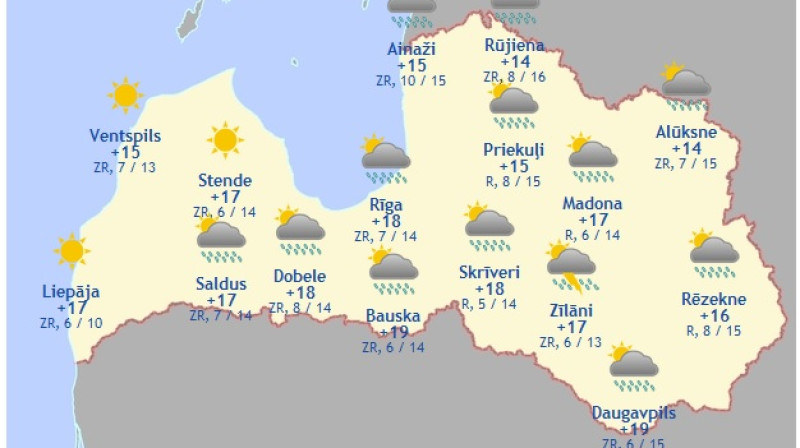 Laika karte šodienas pēcpusdienai