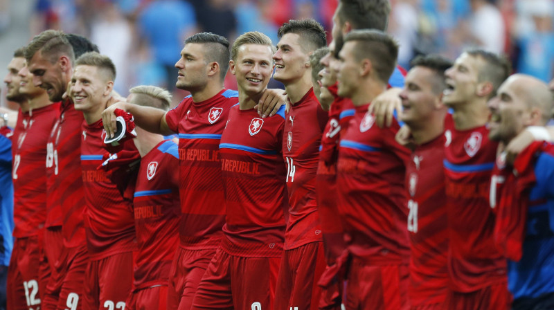 Čehijas U21 izlases futbolisti pēc uzvaras pār Itāliju
Foto: LaPresse/Spada/Scanpix