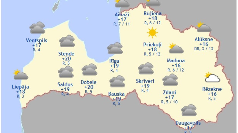 Laika karte šodienas pēcpusdienai