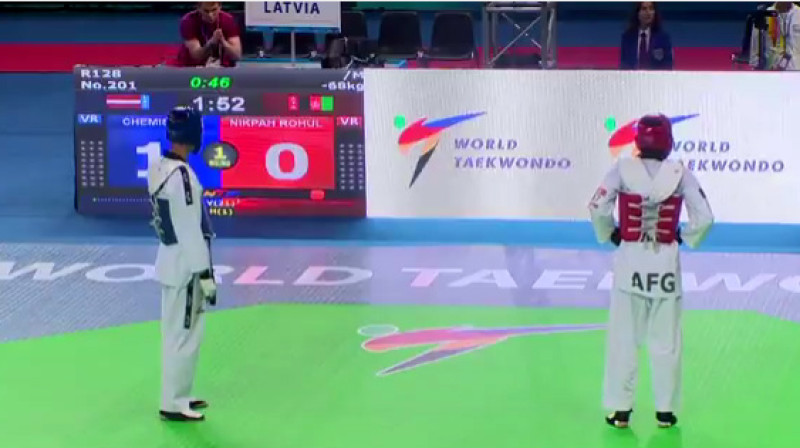 Iļja Čemis izvirzās vadībā
Foto: World Taekwondo