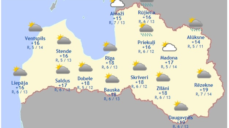 Laika karte šodienas pēcpusdienai