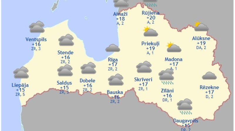 Laika karte šodienas pēcpusdienai