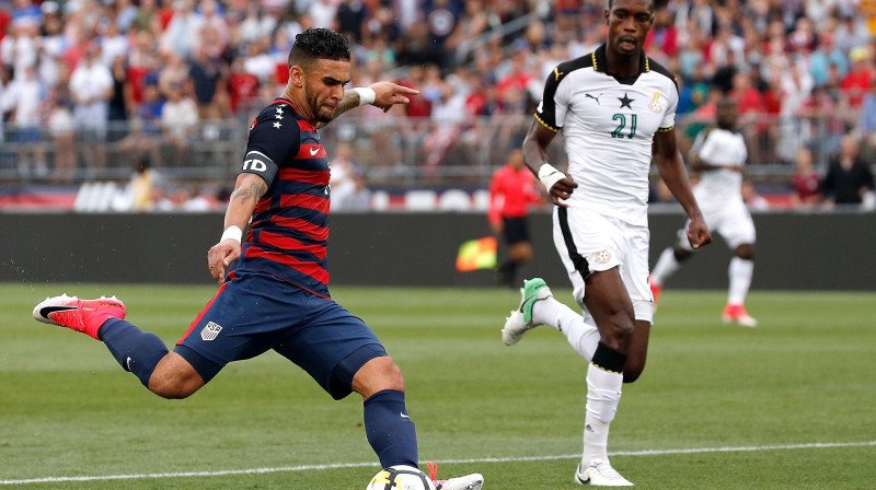 Doms Dvaiers (ASV) izdara rezultatīvu sitienu
Foto: Jim Rogash/AFP/Scanpix