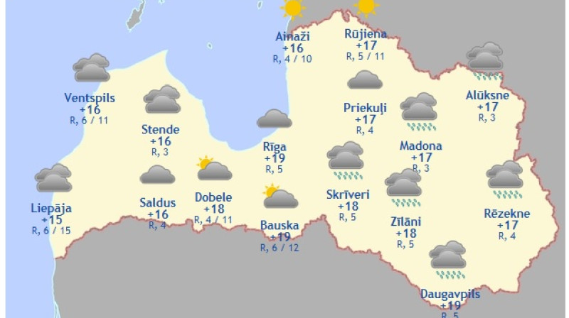 Laika karte šodienas pēcpusdienai