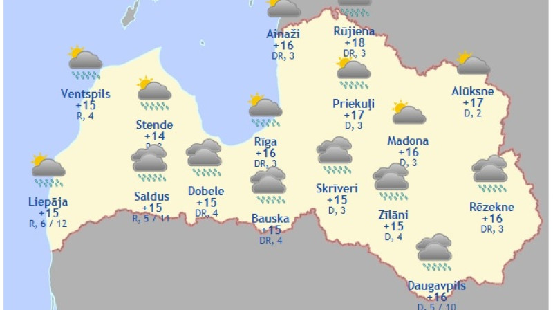 Laika karte šodienas pēcpusdienai