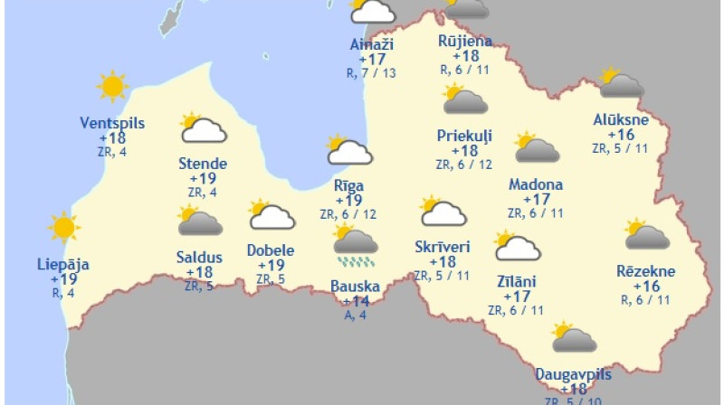 Laika karte šodienas pēcpusdienai