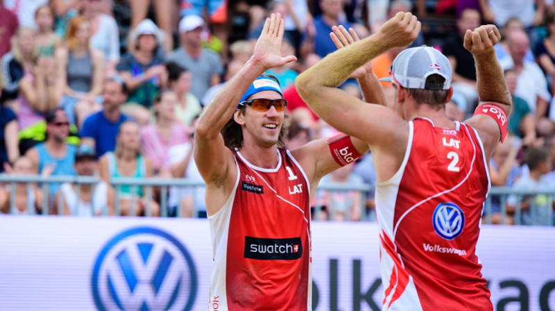Aleksandrs Samoilovs un Jānis Šmēdiņš
Foto: FIVB