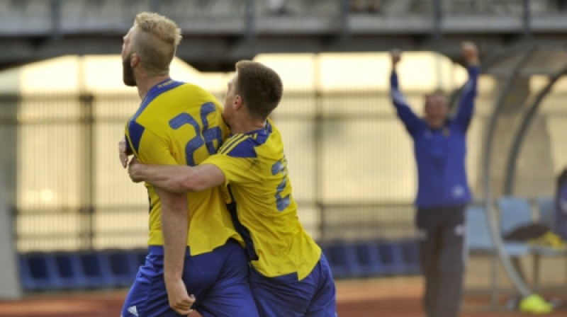 Antons Jemeļins svin vārtu guvumu pret Somijas HJK. Šādu prieka mirkļu Latvijas klubiem Čempionu līgā pēdējos gados bijis ļoti maz
Foto: Romāns Kokšarovs/f64