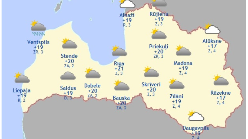 Laika karte šodienas pēcpusdienai