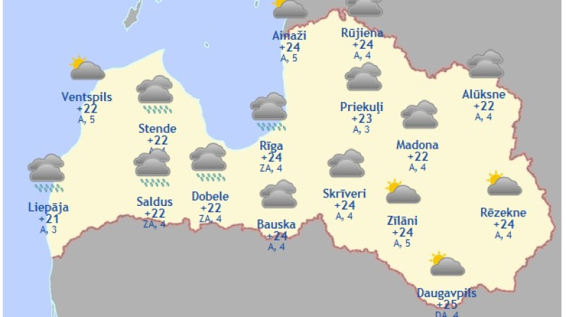 Laika karte šodienas pēcpusdienai