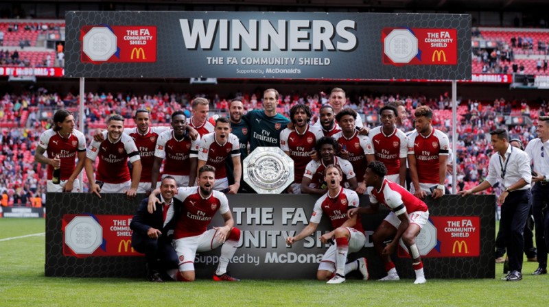 ''Arsenal'' pāris mēnešu laikā iegūst otro kausu pēc spēles pret ''Chelsea''
Foto: AP/Sanpix