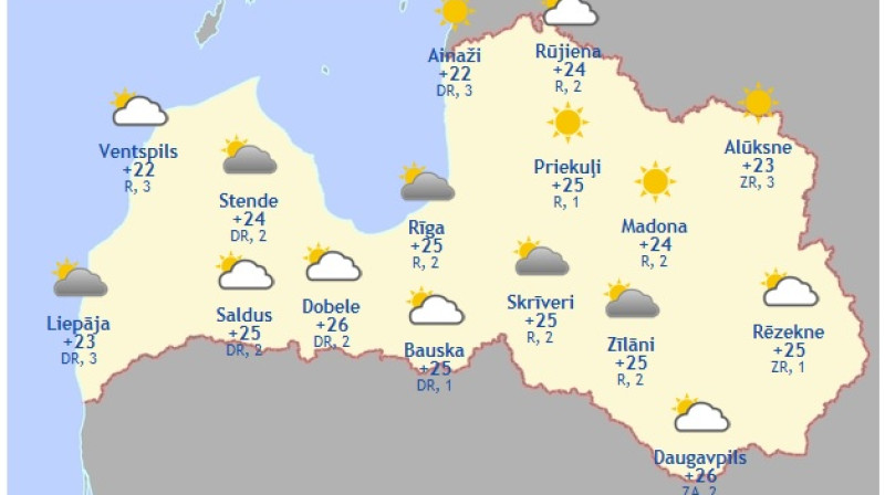 Laika karte šodienas pēcpusdienai