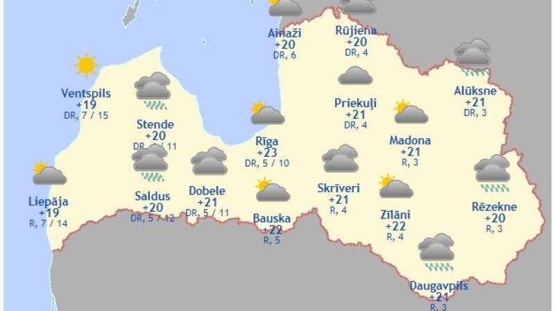 Laika karte šodienas pēcpusdienai