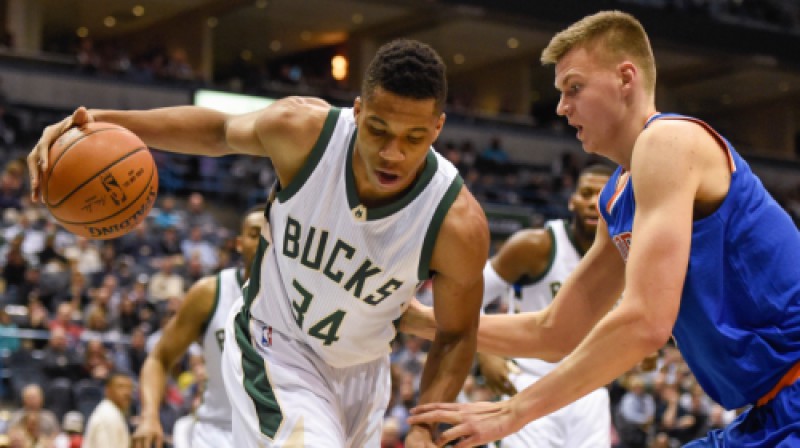 Jannis Adetokunbo pret Kristapu Porziņģi
Foto: USA Today Sports/Scanpix