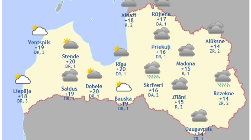 Laika karte šodienas pēcpusdienai