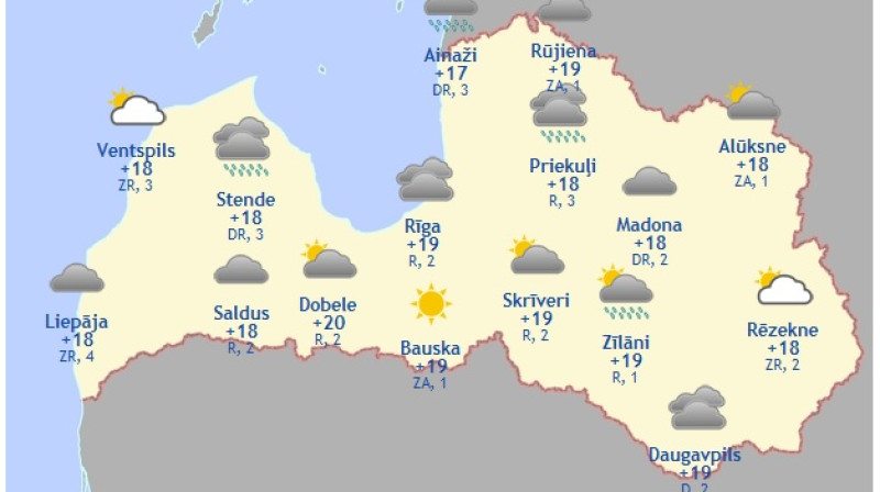 Laika karte šodienas pēcpusdienai