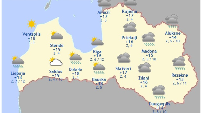 Laika karte šodienas pēcpusdienai