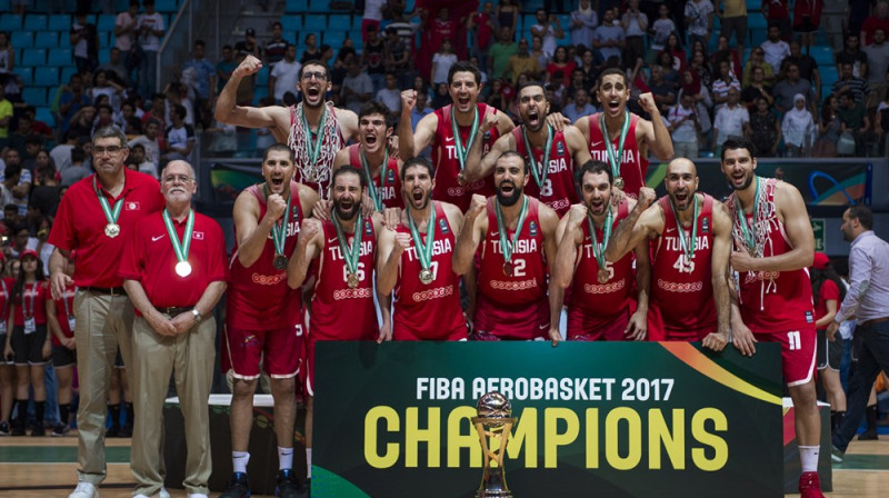 Tunisijas basketbola izlase svin triumfu FIBA "AfroBasket" finālturnīrā
Foto: FIBA