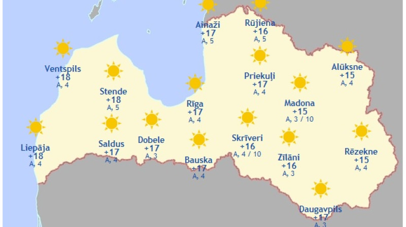 Laika karte šodienas pēcpusdienai