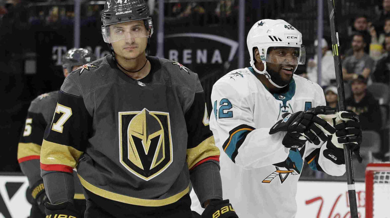 Spēle starp "Golden Knights" un "Sharks"
Foto: AP/Scanpix