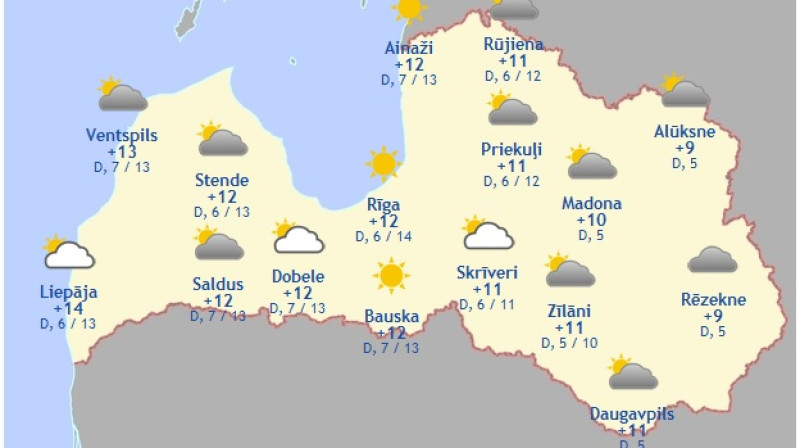 Laika karte šodienas pēcpusdienai