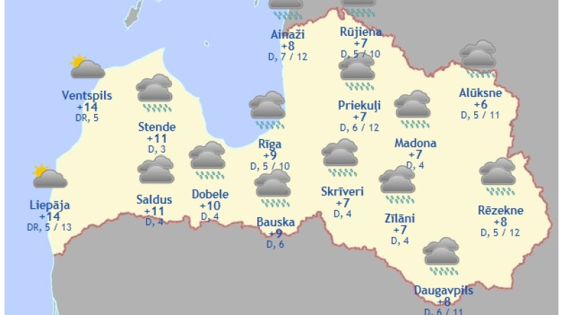 Laika karte šodienas pēcpusdienai