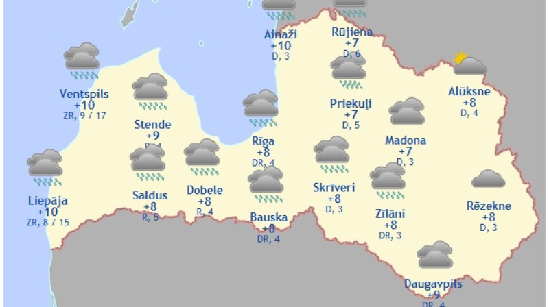Laika karte šodienas pēcpusdienai