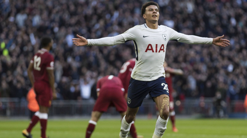 Dele Alli guva vienus no četriem ''Tottenham'' vārtiem
Foto: Daniel Bearham/Colorsport/Scanpix