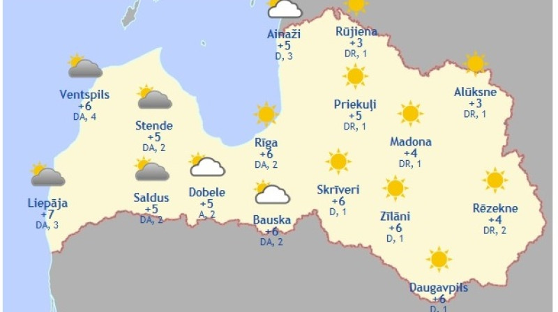 Laika karte šodienas pēcpusdienai