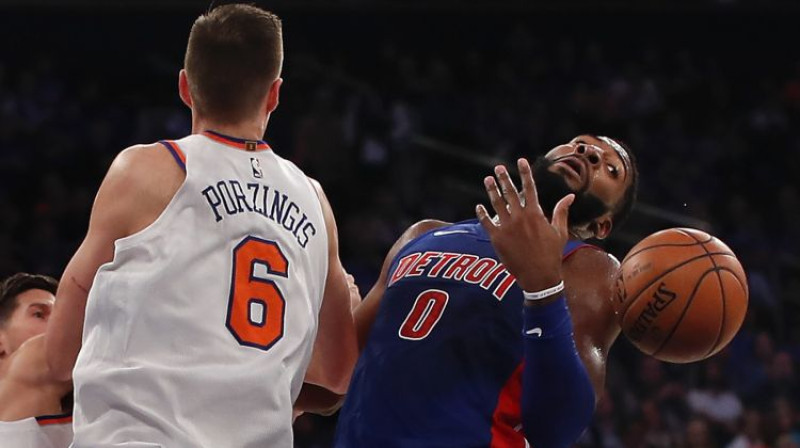 Kristaps Porziņģis un Andrē Dramonds
Foto: AP/Scanpix