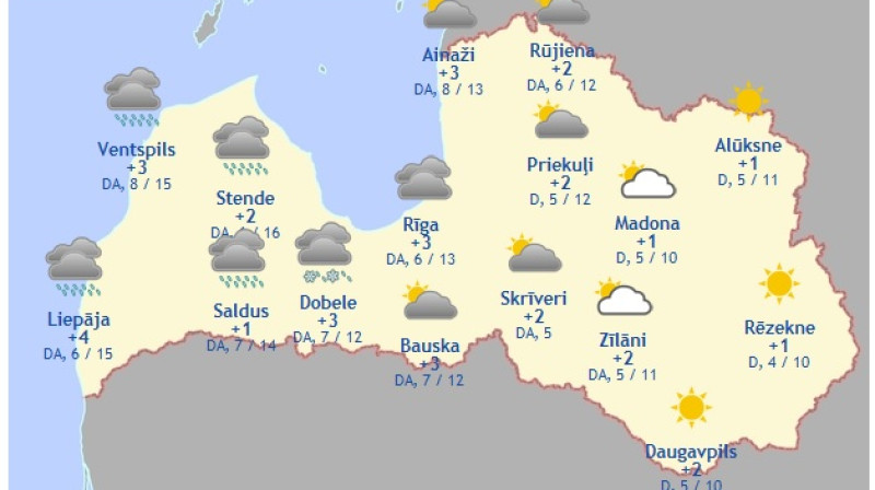 Laika karte šodienas pēcpusdienai
