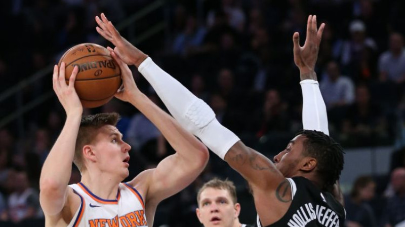 Kristaps Porziņģis pārbaudes spēlē pret "Nets"
Foto: USA Today Sports/Scanpix