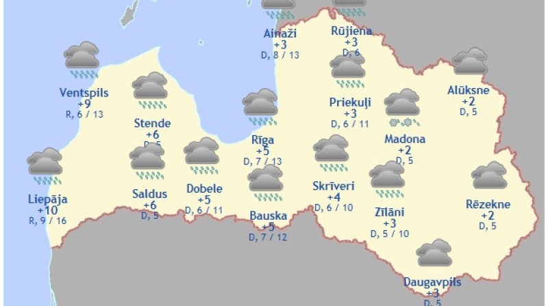 Laika karte šodienas pēcpusdienai