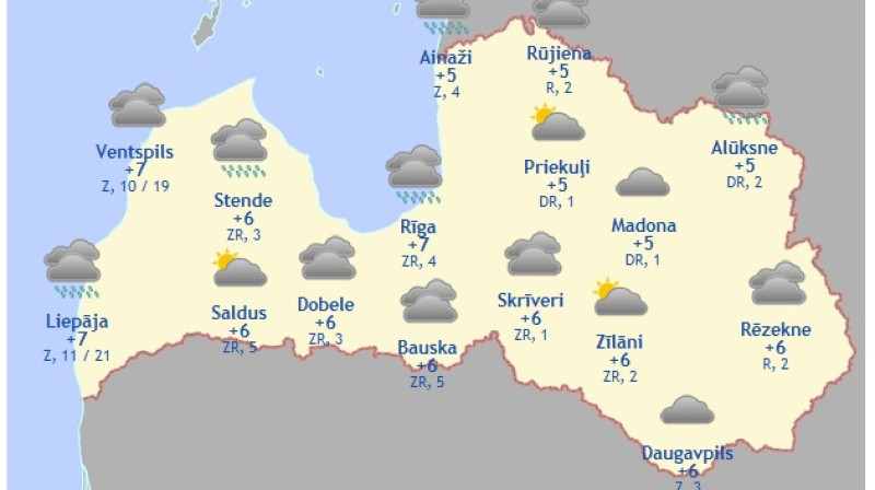 Laika karte šodienas pēcpusdienai