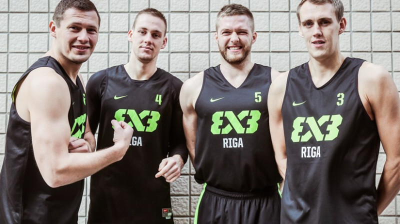 Agnis Čavars, Kārlis Pauls Lasmanis, Jānis Antrops un Nauris Miezis
Foto: FIBA
