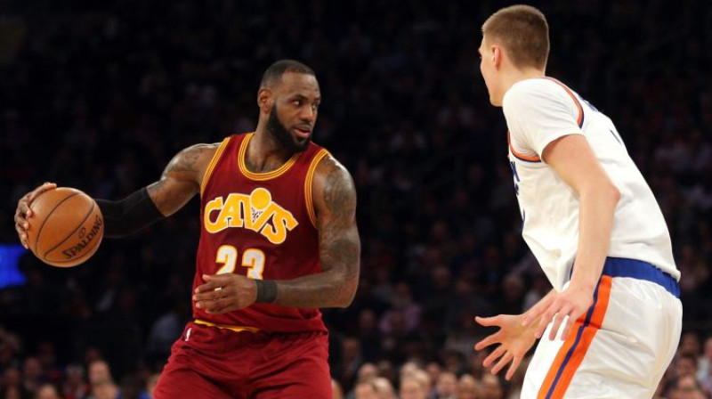 Lebrons Džeimss un Kristaps Porziņģis
Foto: USA Today Sports/Scanpix