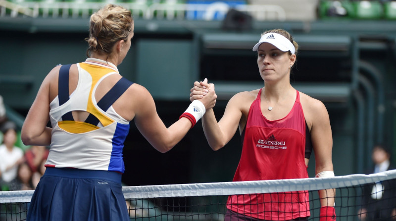 Anastasija Pavļučekova šogad Andželikei Kerberei sagādāja trīs zaudējumus
Foto: AFP/Scanpix