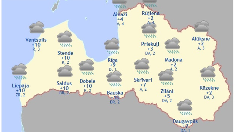 Laika karte šodienas pēcpusdienai