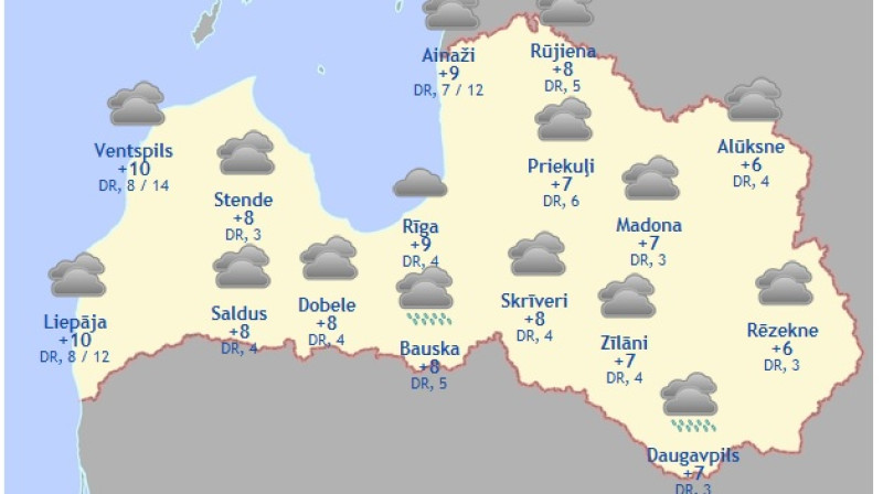 Laika karte šodienas pēcpusdienai