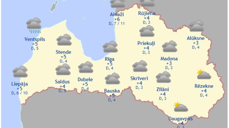 Laika karte šodienas pēcpusdienai