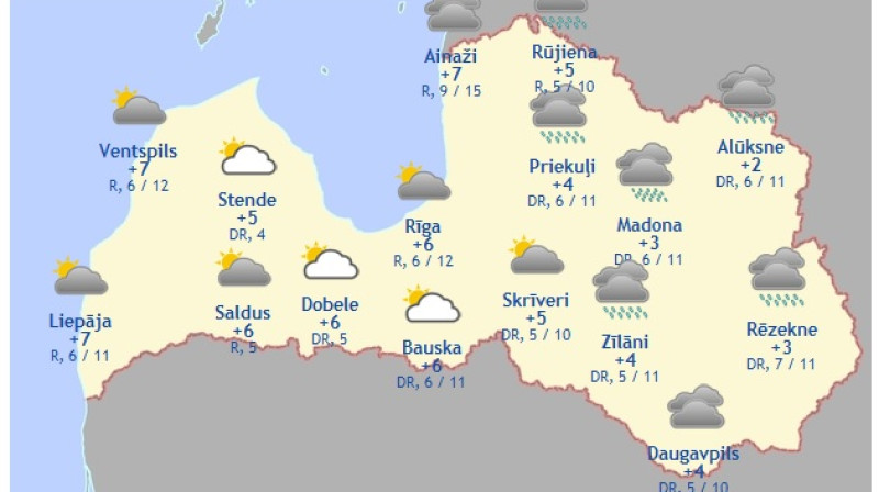 Laika karte šodienas pēcpusdienai