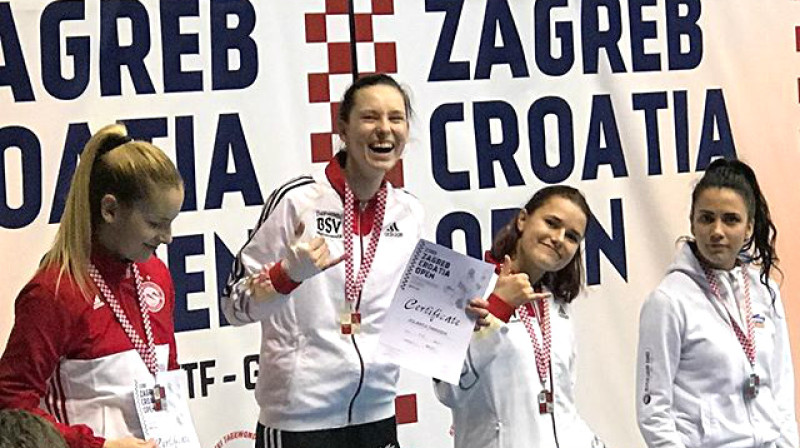 Jolanta Tarvida un Inese Tarvida uz pjedestāla
Foto: Zagreb Open / instagram