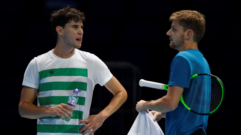 Dominiks Tīms un Davids Gofāns Londonā trenējās kopā
Foto: Reuters/Scanpix