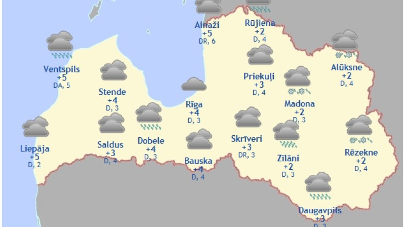 Laika karte šodienas pēcpusdienai