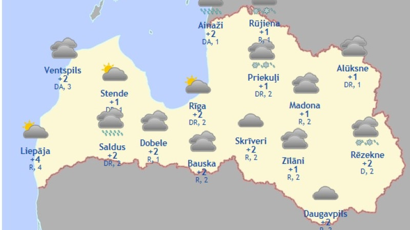 Laika karte šodienas pēcpusdienai