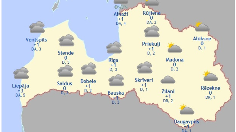 Laika karte šodienas pēcpusdienai