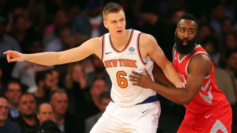 Kristaps Porziņģis un Džeimss Hārdens
Foto: USA Today Sports/Scanpix