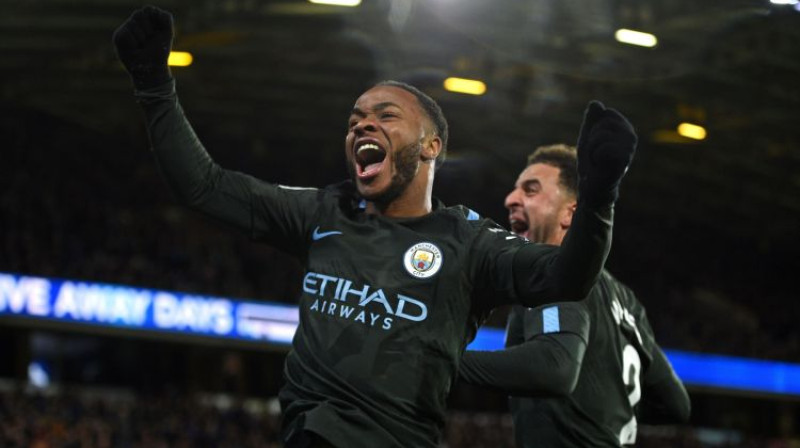 Rahīms Stērlings svin savu vārtu guvumu 84. minūte
Foto: AFP/Scanpix