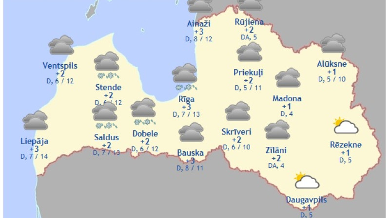 Laika karte šodienas pēcpusdienai