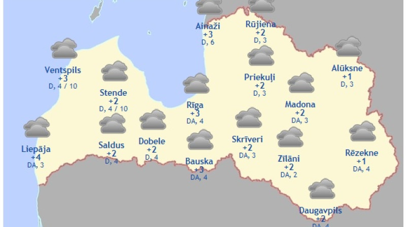 Laika karte šodienas pēcpusdienai